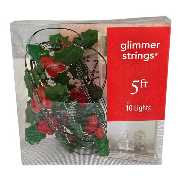 NEW Pier 1 Imports Glimmer Strings Flexible LED Lights Holly Berry 10 Lights 5" - Picture 1 of 7